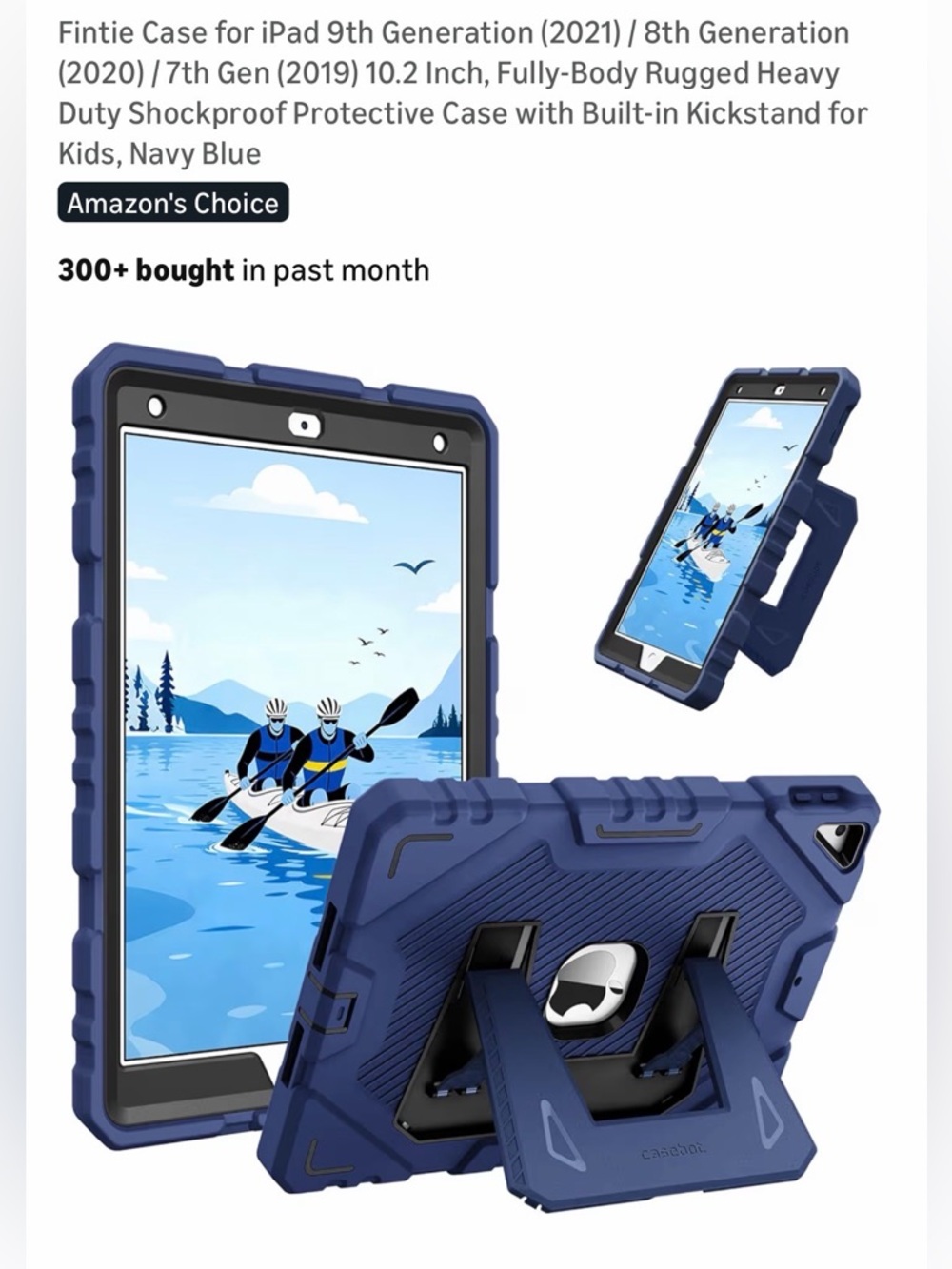 Rugged Shockproof Tablet Case with Built-in Kickstand - Navy Blue